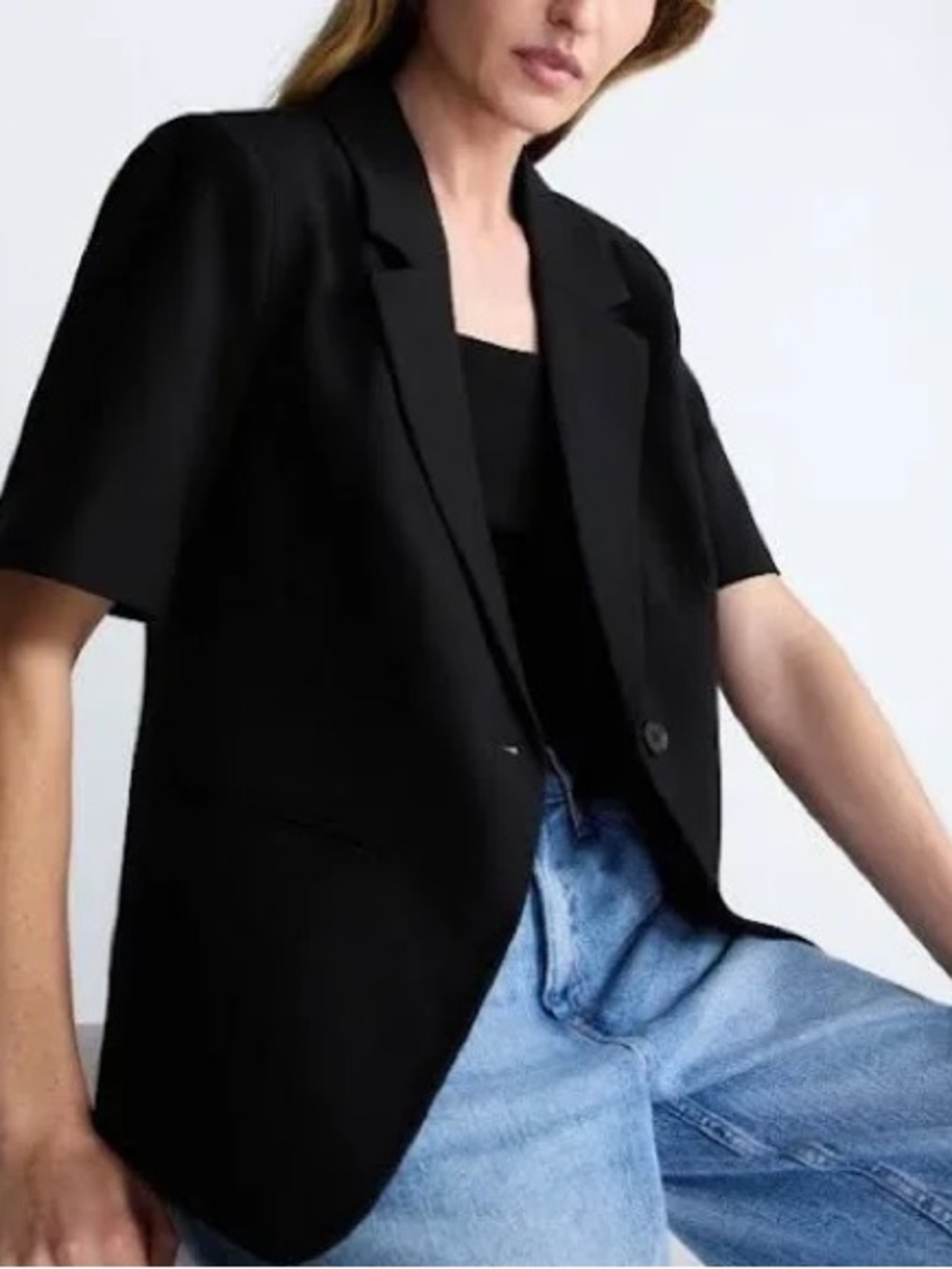 Scoop Short Sleeve Boxy Blazer, Size small
